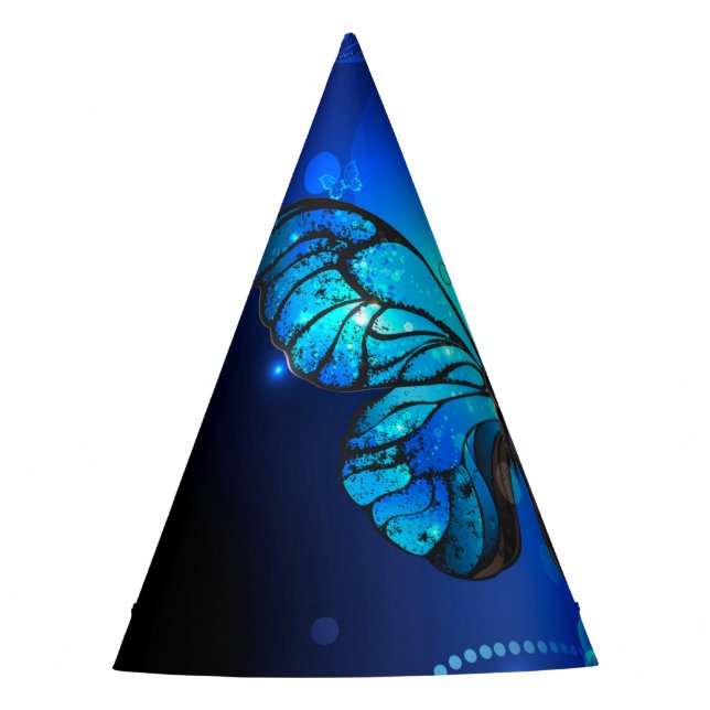 Morpho Butterfly in the Dark Background Partyhütchen (Vorderseite)