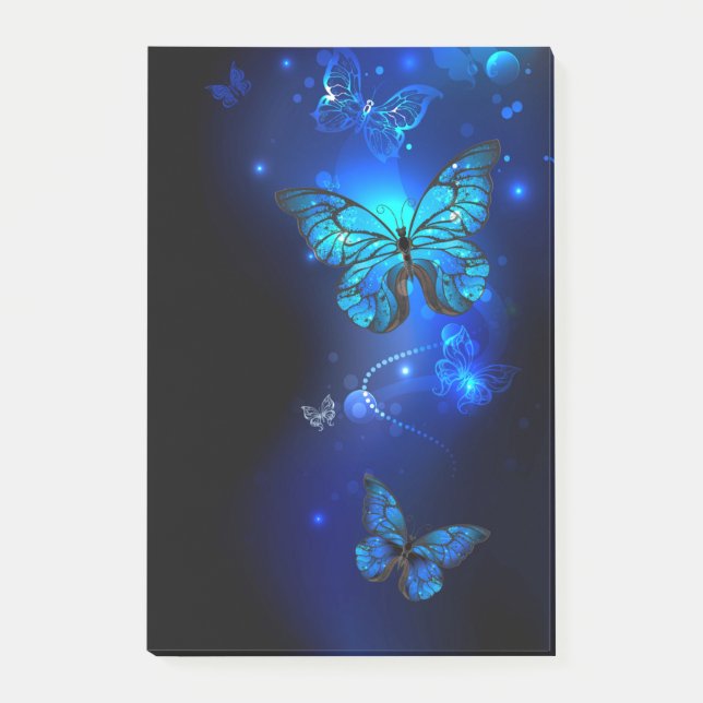 Morpho Butterfly in the Dark Background Post-it Klebezettel (Vorderseite)