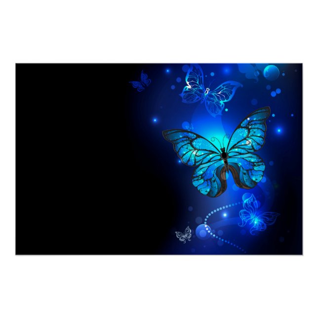 Morpho Butterfly in the Dark Background Poster (Vorderseite)