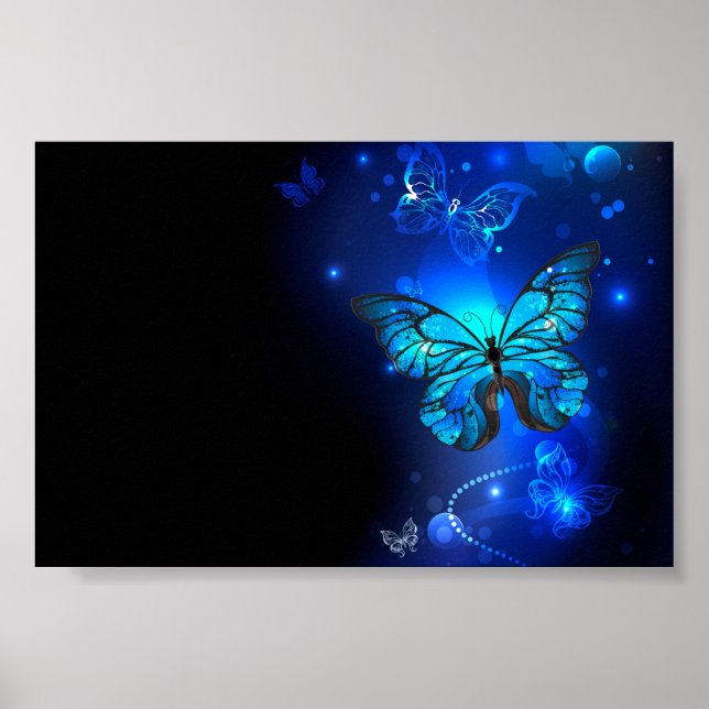 Morpho Butterfly in the Dark Background Poster (Vorne)