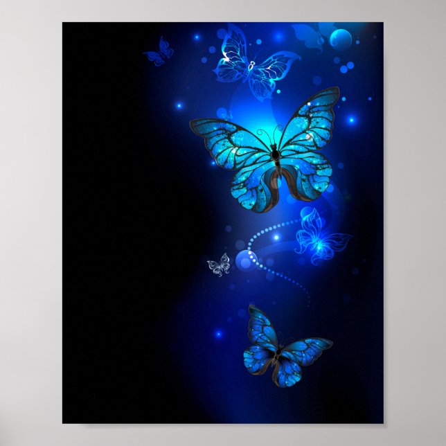 Morpho Butterfly in the Dark Background Poster (Vorne)