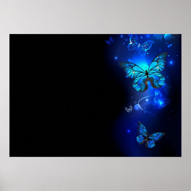 Morpho Butterfly in the Dark Background Poster (Vorne)
