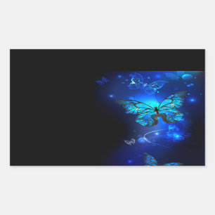 Morpho Butterfly in the Dark Background Rechteckiger Aufkleber