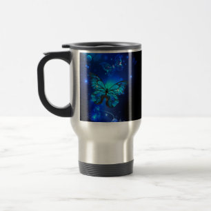 Morpho Butterfly in the Dark Background Reisebecher