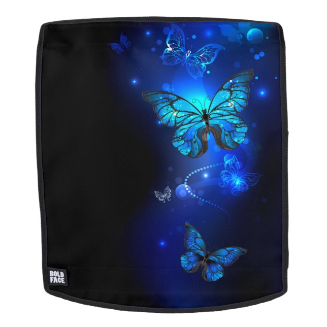 Morpho Butterfly in the Dark Background Rucksack (Abnehmbare Front)
