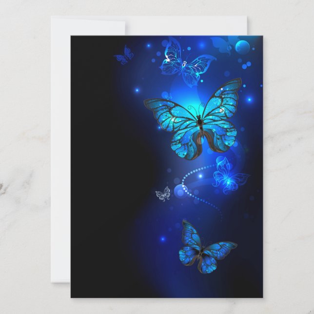Morpho Butterfly in the Dark Background Save The Date (Vorderseite)