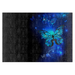 Morpho Butterfly in the Dark Background Schneidebrett