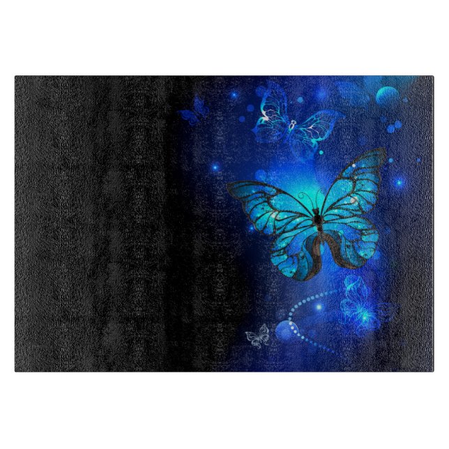 Morpho Butterfly in the Dark Background Schneidebrett (Vorderseite)