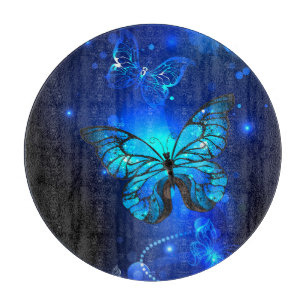 Morpho Butterfly in the Dark Background Schneidebrett