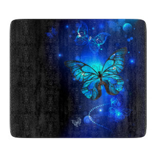 Morpho Butterfly in the Dark Background Schneidebrett