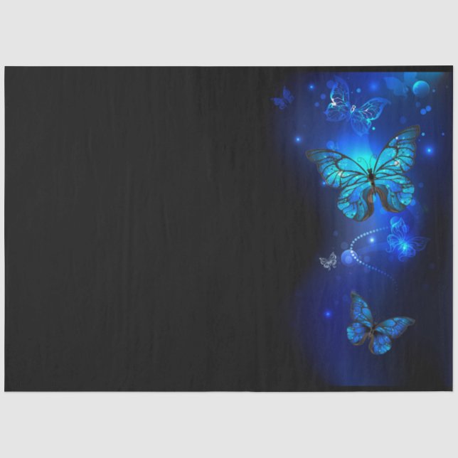 Morpho Butterfly in the Dark Background Seidenpapier (Vorderseite)