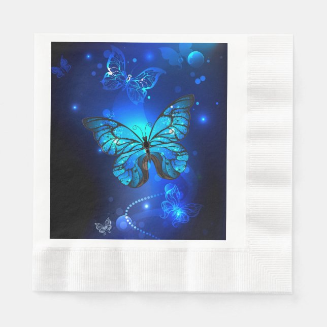 Morpho Butterfly in the Dark Background Serviette (Vorderseite)