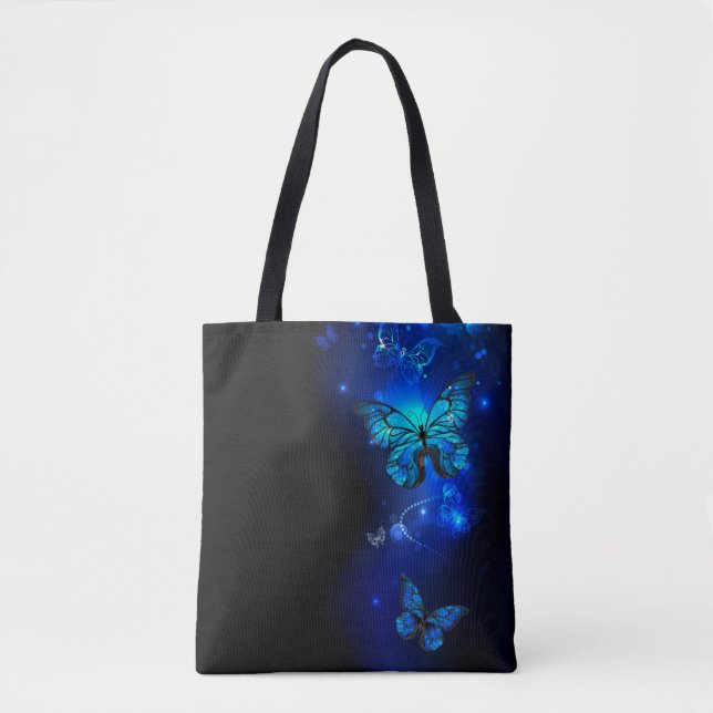 Morpho Butterfly in the Dark Background Tasche (Vorderseite)