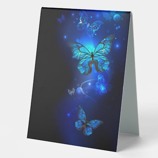 Morpho Butterfly in the Dark Background Tischaufsteller (Vorderseite)
