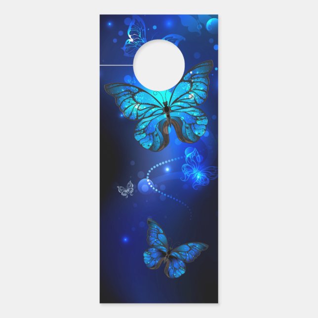 Morpho Butterfly in the Dark Background Türanhänger (Vorderseite)