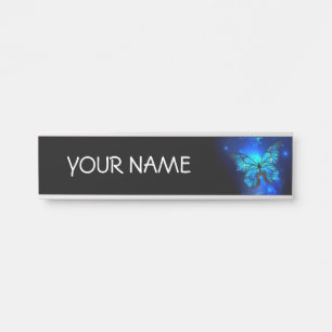 Morpho Butterfly in the Dark Background Türschild