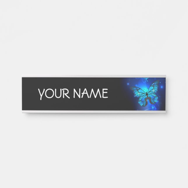 Morpho Butterfly in the Dark Background Türschild (Vorderseite )