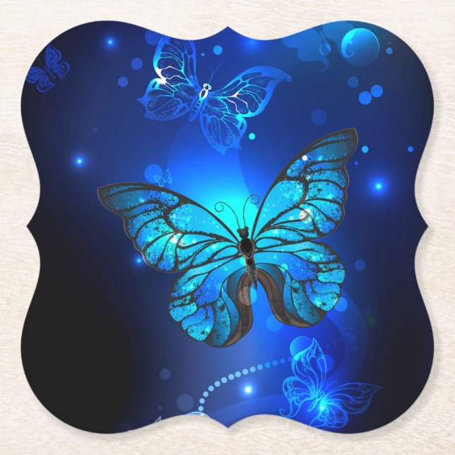 Morpho Butterfly in the Dark Background Untersetzer (Vorderseite)