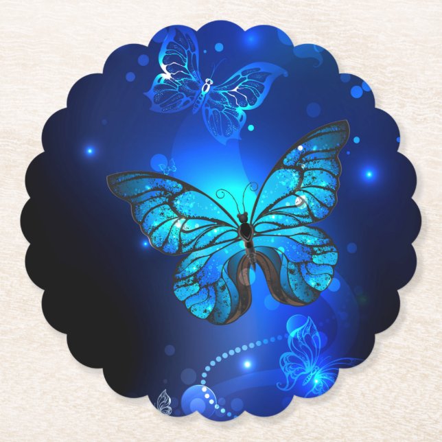 Morpho Butterfly in the Dark Background Untersetzer (Vorderseite)