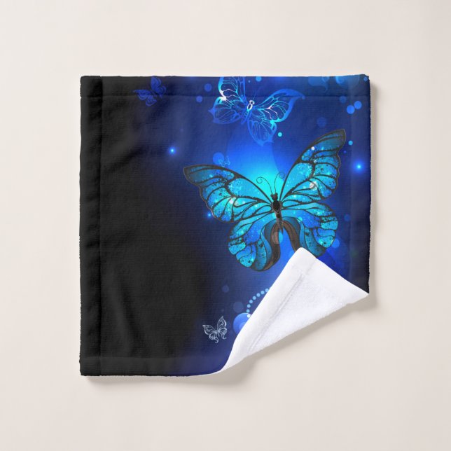 Morpho Butterfly in the Dark Background Waschlappen (Waschlappen)