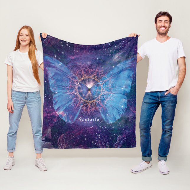 Morpho-Schmetterling / Galaxy Mandala Fleecedecke (Beispiel)