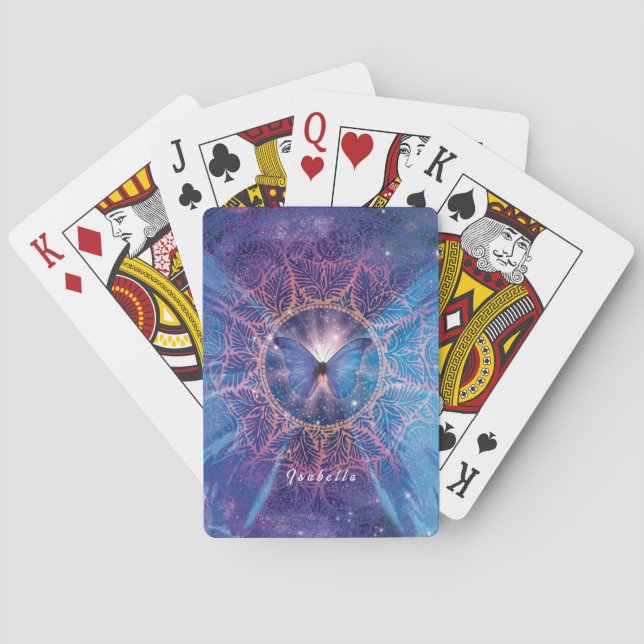Morpho-Schmetterling / Galaxy Mandala Spielkarten (Rückseite)