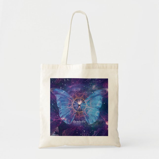 Morpho-Schmetterling / Galaxy Mandala Tragetasche (Vorne)