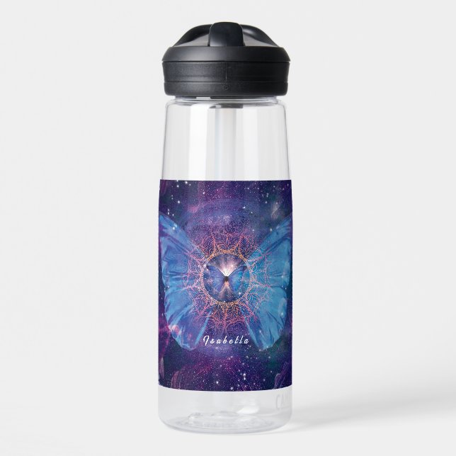 Morpho-Schmetterling / Galaxy Mandala Trinkflasche (Vorne)