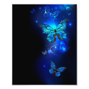 Morpho-Schmetterling im dunklen Hintergrund Fotodruck