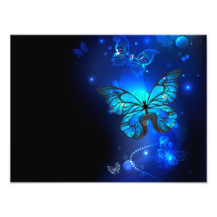 Morpho-Schmetterling im dunklen Hintergrund Fotodruck