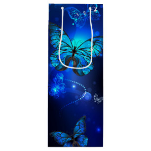 Morpho-Schmetterling im dunklen Hintergrund Geschenktüte Für Weinflaschen