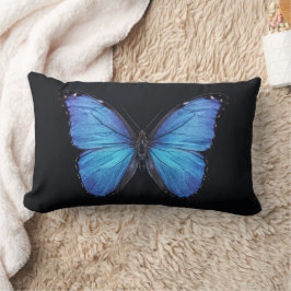 Morpho-Schmetterling isoliert auf schwarzem Hinter Lendenkissen