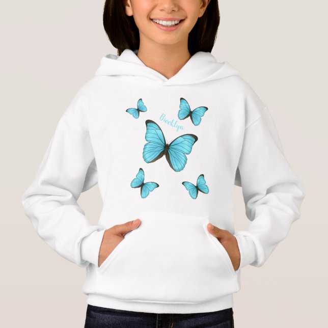 Morpho-Schmetterlinge Cartoon-Abbildung Hoodie (Vorderseite)