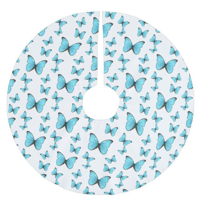 Morpho-Schmetterlinge Cartoon-Abbildung Polyester Weihnachtsbaumdecke (Vorderseite)