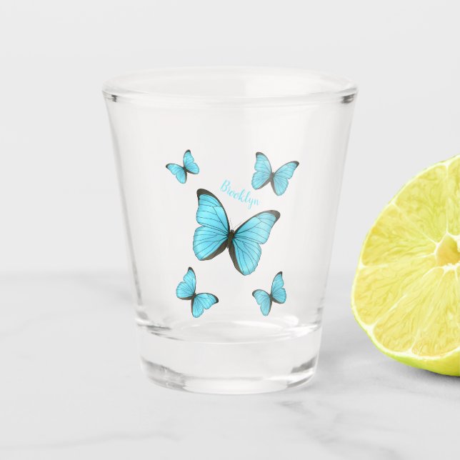 Morpho-Schmetterlinge Cartoon-Abbildung Schnapsglas (Vorderseite)