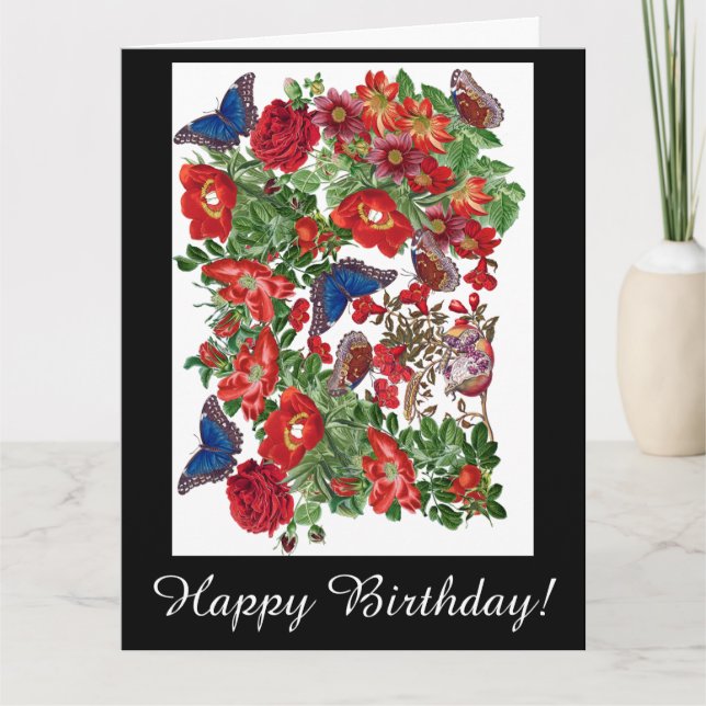 Morpho Schmetterlings-Rosen-Blumen-große Karte (Vorderseite)