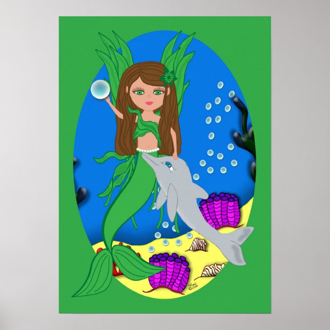 Morrigan, die Grüne Merfaery und das Dolphin Poste Poster (Vorne)