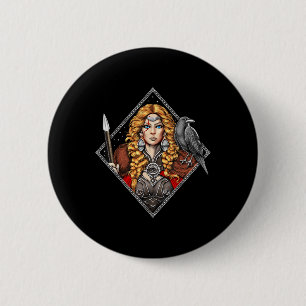 Morrigan Goddess Celtic Mythology Pagan Deity of W Button