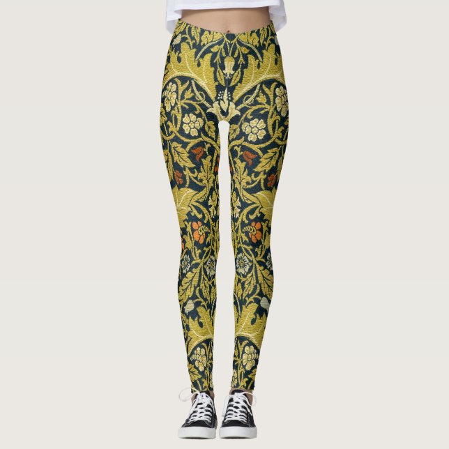 Morris Acanthus Verlasst Blume aus Twining Stem Te Leggings (Vorderseite)