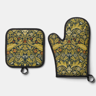 Morris Acanthus Verlasst Blume aus Twining Stem Te Ofenhandschuh & Topflappen-Set
