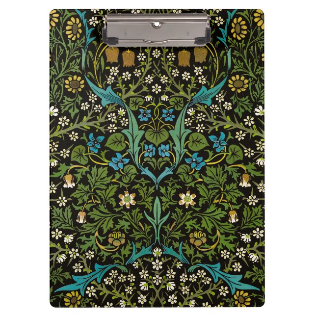 Morris Black Background Vintag Blackthorn Muster Klemmbrett (Vorderseite)