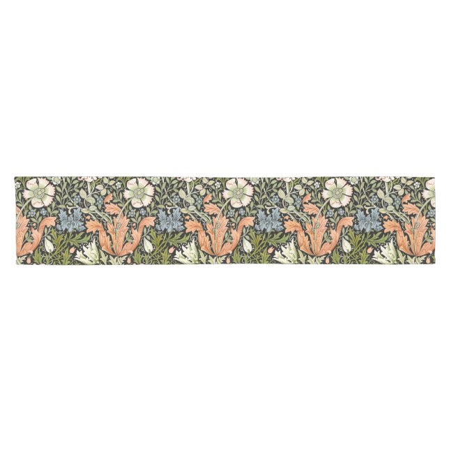 Morris BlackBackground 1896 Compton Floral Pattern Kurzer Tischläufer (Horizontal)