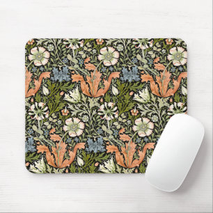 Morris BlackBackground 1896 Compton Floral Pattern Mousepad