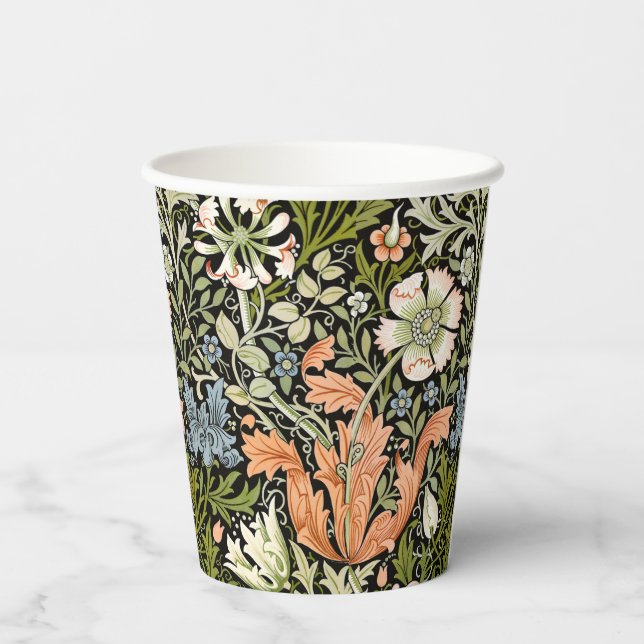 Morris BlackBackground 1896 Compton Floral Pattern Pappbecher (Rückseite)