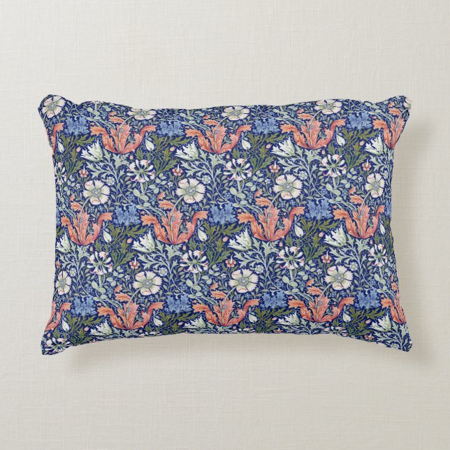 Morris Blue Background 1896 Compton Floral Pattern Dekokissen (Vorderseite)