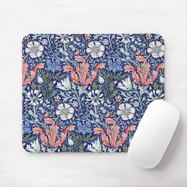Morris Blue Background 1896 Compton Floral Pattern Mousepad (Mit Mouse)