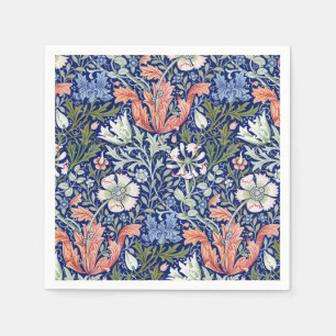 Morris Blue Background 1896 Compton Floral Pattern Serviette