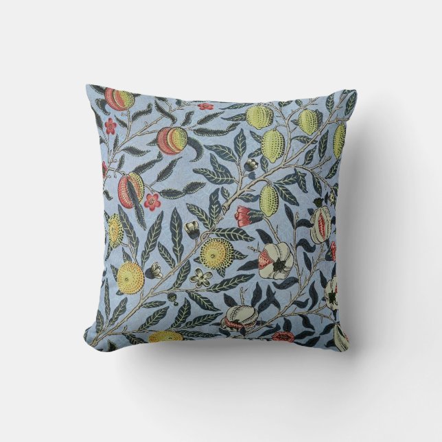Morris Blue Background Antique Pomegrana Muster Kissen (Vorderseite)