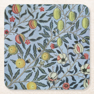 Morris Blue Background Antique Pomegrana Muster Rechteckiger Pappuntersetzer