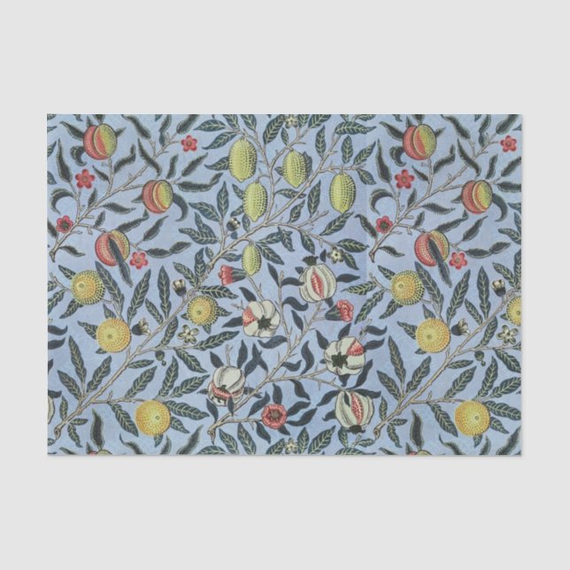 Morris Blue Background Antique Pomegrana Muster Seidenpapier (Vorderseite)